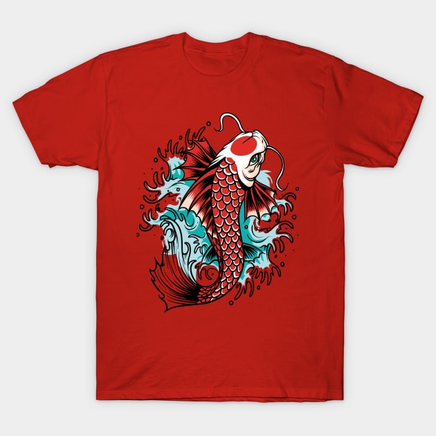 Asian Culture Japanese Koi Fish Japan Carp in the Pond T-Shirt by XOZ